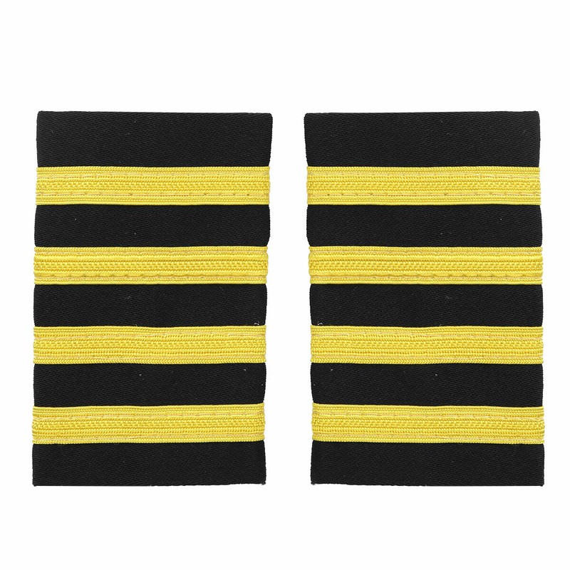 Four Bar Airline Pilot Uniform Epaulets Captain Stripe Shoulder Board