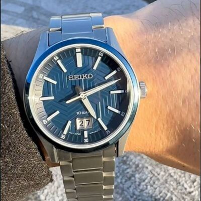 Pre-owned Seiko Sur559p1 Classic Blue Analog Stainless Steel Quartz Men's Casual Watch