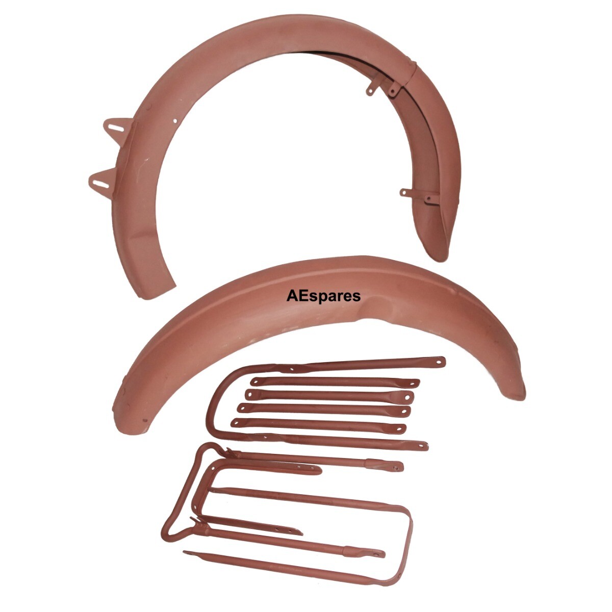 BSA B31 B33 A10 A7 Plunger Model Front Rear Mudguard Set With Stay Raw Metal 