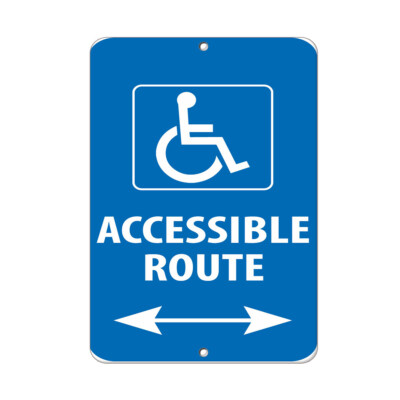 Vertical Metal Sign Multiple Sizes Accessible Route Bidirectional Parking