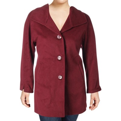 

Женское красное осеннее шерстяное теплое полупальто Ellen Tracy  BHFO 3583, Burgundy