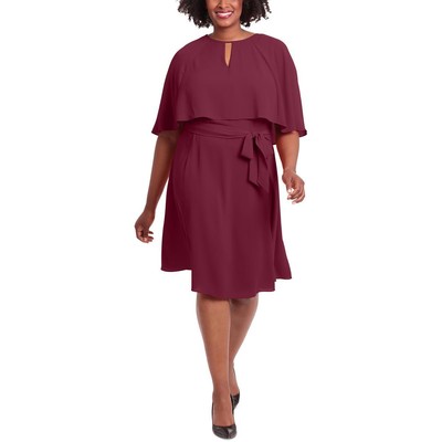 Женское платье миди с красной накидкой и замочной скважиной London Times Work Midi Dress Plus 20W BHFO 7750