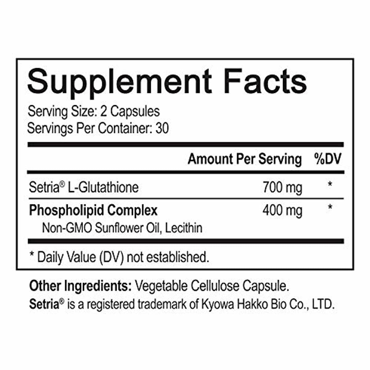 NutriFlair Liposomal Glutathione Setria® 700mg - Pure Reduced, Stable, Active F