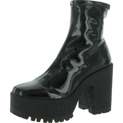 

Ботильоны Steve Madden Womens Outlast с патентованным блочным каблуком на молнии Ботильоны BHFO 4215, Black patent, Outlast