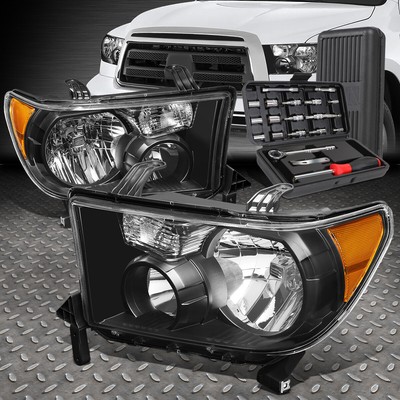 ДЛЯ 07-13 TOYOTA TUNDRA SEQUOIA ЧЕРНЫЙ КОРПУС, ЯНТАРНЫЕ УГЛОВЫЕ ФАРЫ + НАБОР ИНСТРУМЕНТОВ