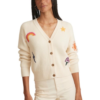 Marine Layer Womens Robin Ivory Knit Button Up Cardigan Sweater Top L BHFO 0885