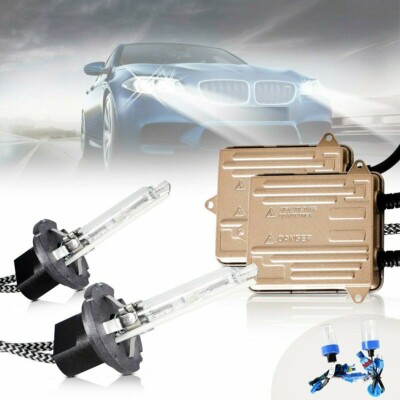 Pair 35W 6000K White D2H Xenon Bulbs Conversion HID Kit with Ballast lights