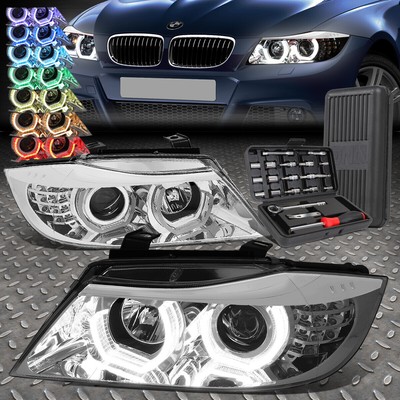 ДЛЯ 05-08 BMW E90 3-Й СЕРИИ 3D LED RGB ФАРА ДЛЯ ИЗМЕНЕНИЯ ЦВЕТА + НАБОР ИНСТРУМЕНТОВ ХРОМ
