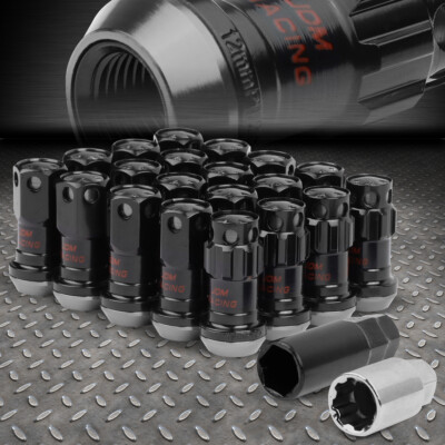 НАКОНЕЧНИК КОЛЕСА С ЗАКРЫТЫМ ТОРЦОМ ИЗ АЛЮМИНИЕВОГО ШЛИЦЕВОГО МЕТАЛЛА + СТОПОРНЫЕ ГАЙКИ + КЛЮЧ M12X1.25 22MMx45MM