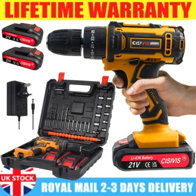 21V Cordless Hammer Drill Set Electric Impact Driver Screwdriver + 2 Battery UK