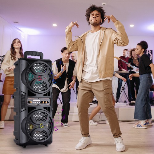 6000W Portable Bluetooth Speaker Sub woofer Heavy Bass Sound Party System & Mic