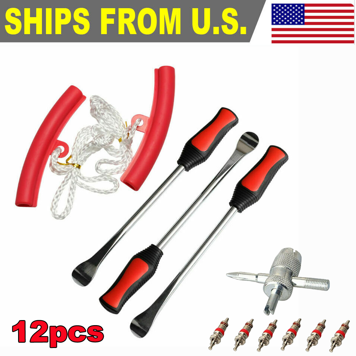 12pcs Motorcycle Spoon Tire Iron Kit Tire Change Lever Tool W/ Rim