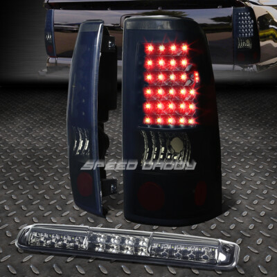 ЧЕРНЫЙ ДЫМЧАТЫЙ ЗАДНИЙ ФОНАРЬ СО СВЕТОДИОДНОЙ ПОДСВЕТКОЙ + 3-Й КОМПЛЕКТ ТОРМОЗНЫХ И ГРУЗОВЫХ ФОНАРЕЙ ДЛЯ 99-03 SILVERADO/SIERRA