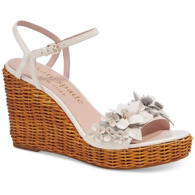 Женские плетеные босоножки на танкетке бежевого цвета Kate Spade New York 11 Medium (B,M) 9187