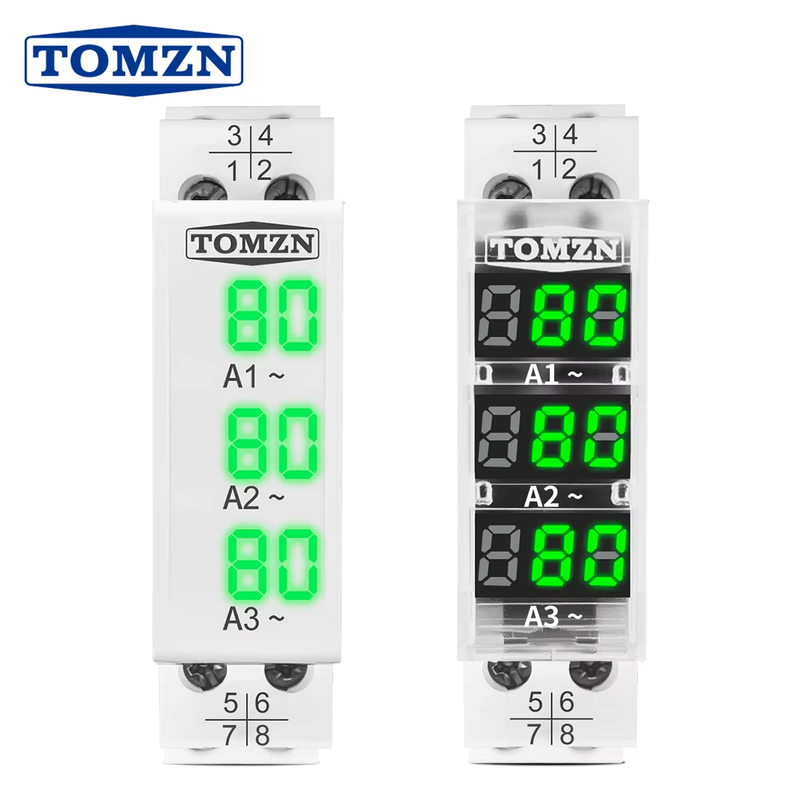 Din Rail 18mm apmere Meter AC 100A 220V 380V Three Phase Modular ammeterIndicato