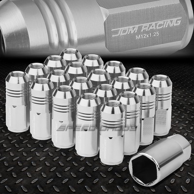 КОМПЛЕКТ ГАЕК JDM CLOSE-END ИЗ АЛЮМИНИЯ СЕРЕБРИСТОГО ЦВЕТА С 20 НАКОНЕЧНИКАМИ + АДАПТЕР M12X1.25 ДИАМЕТРОМ 20 ММ / ВЫСОТОЙ 50 ММ