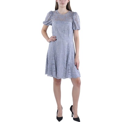 Женское серое кружевное мини-платье для коктейлей и вечеринок Vince Camuto 8 BHFO 3402