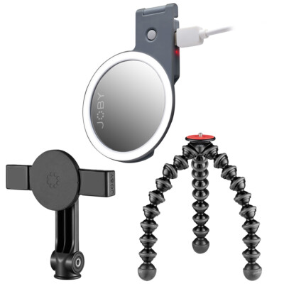 Светодиодный кольцевой светильник JOBY Beamo для MagSafe, серый, с креплением GripTight, подставка для GorillaPod