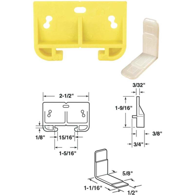 Prime-Line Polyethylene Yellow Track Guide for 1/8 In. x 1-5/16 In. Track (2