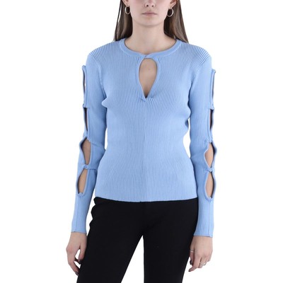 BCBGMAXAZRIA/ женский пуловер с длинным рукавом и вырезами в рубчик, топ-свитер BHFO 9381