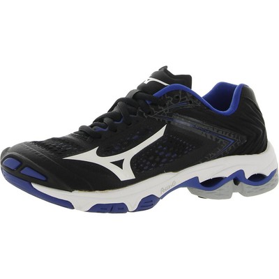 

Mizuno Womens Black Fitness Athletic and Training Shoes 6 Medium (B,M) BHFO 6254, Black/white/blue, V1GC190027