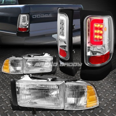 ХРОМИРОВАННЫЙ КОРПУС ФАРЫ + ПРОЗРАЧНАЯ ЛИНЗА 3D LED ТОРМОЗНОЙ ЗАДНИЙ ФОНАРЬ ДЛЯ 94-02 DODGE RAM