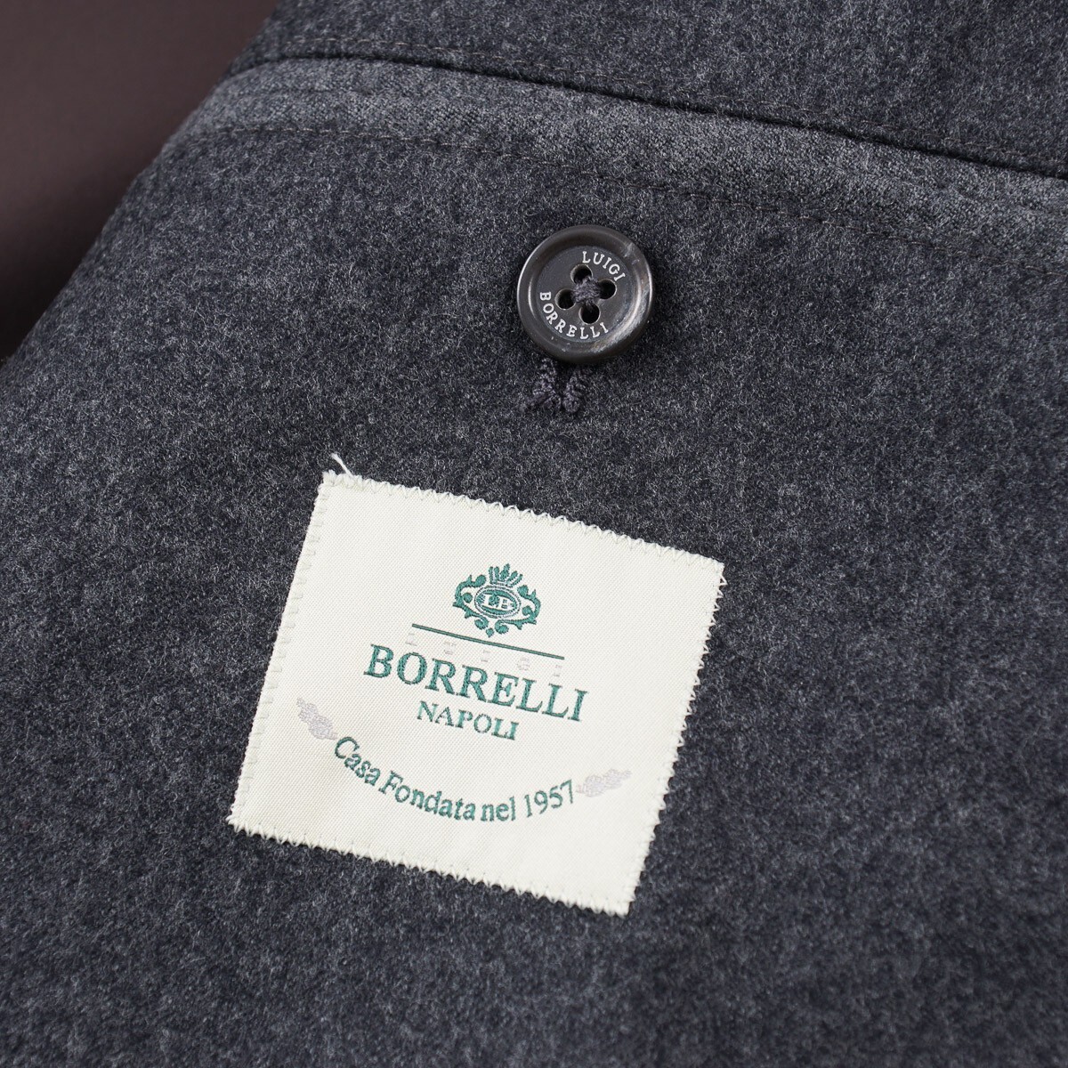 Pre-owned Luigi Borrelli Charcoal Gray Flannel Wool Field Jacket With Hood M (eu 50)