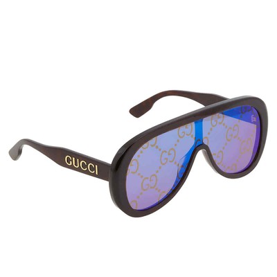 Pre-owned Gucci Blue Logo Mask Unisex Sunglasses Gg1370s 002 99 Gg1370s 002 99