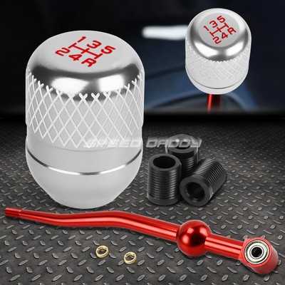 КОРОТКИЙ ПЕРЕКЛЮЧАТЕЛЬ ПЕРЕДАЧ ИЗ КРАСНОГО АЛЮМИНИЯ С ДВОЙНЫМ ИЗГИБОМ + СЕРЕБРИСТАЯ 5-СТУПЕНЧАТАЯ РУЧКА С СЕТКОЙ ДЛЯ EK/ EJ/ EG/DC