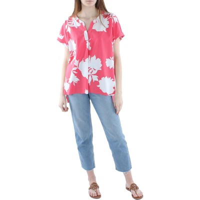 Женская розовая туника с цветочным принтом и низкой посадкой на пуговицах сзади от Alfani, L BHFO 1714