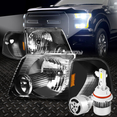 ЧЕРНАЯ ФАРА КОРПУСА + ЯНТАРНЫЙ УГОЛОК + БЕЛЫЙ СВЕТОДИОД 9007 HID с ВЕНТИЛЯТОРОМ ДЛЯ 02-05 EXPLORER