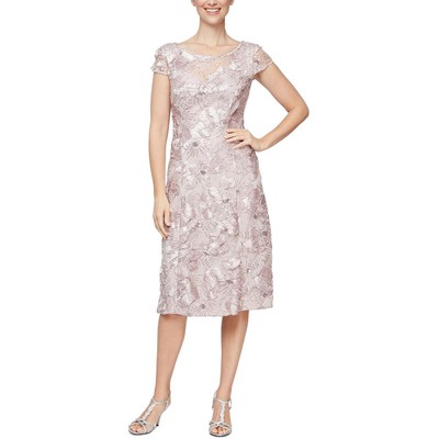 Женское розовое коктейльное платье до колена трапециевидной формы Alex Evenings 14 BHFO 5814