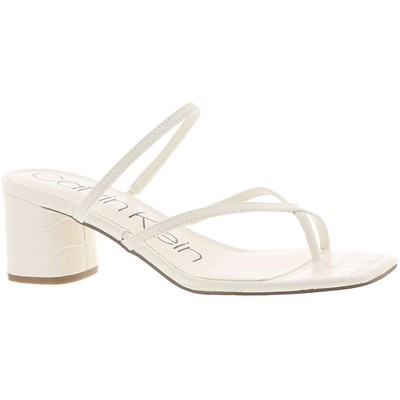 

Calvin Klein Womens Becca White Dress Sandals Shoes 9.5 Medium (B,M) BHFO 7138, White croco