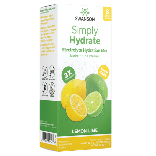 Смесь для гидратации электролитов Swanson Simply Hydrate - Лимон-Лайм, 8 порций