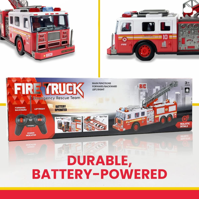 Liberty Imports Big Remote Control RC Fire Truck - Battery Powered 14-Inch Fire