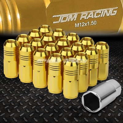 КОМПЛЕКТ ГАЕК JDM ИЗ АЛЮМИНИЯ ЗАКРЫТОГО ТИПА ЗОЛОТОГО ЦВЕТА С 20 НАКОНЕЧНИКАМИ + АДАПТЕР M12X1,5 ДИАМЕТРОМ 20 ММ / ВЫСОТОЙ 50 ММ