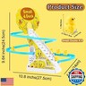 JOYGETIN Small Ducks Climbing Toys,Electric Duck Climbing Stairs Tracks Slide Toy Set,Duck Roller Coaster Toy with Flashing Lights and Music On/Off Button