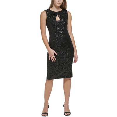 Женское черное короткое платье для коктейлей и вечеринок Calvin Klein Petites 10Р BHFO 2614