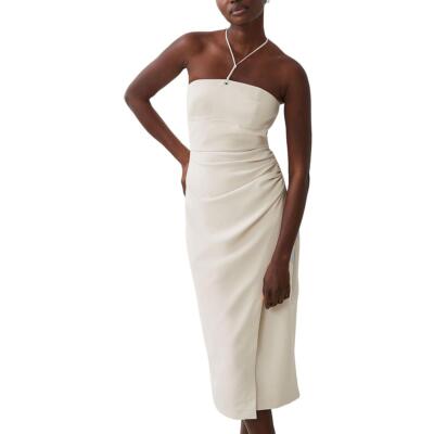 French Connection Womens Halter Shirred Dressy Midi Dress BHFO 4424