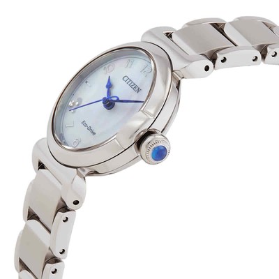 Pre-owned Citizen L Mae White Mop Dial Ladies Watch Em1130-83d