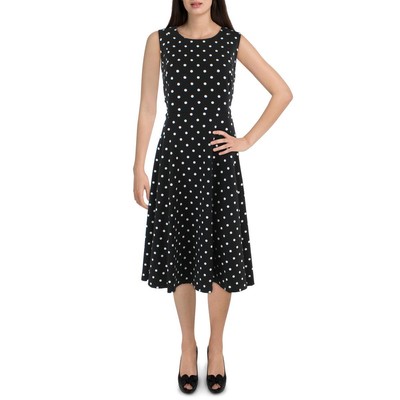 

Женское черно-белое платье миди в горошек Calvin Klein Petites  BHFO 7866, Black-white
