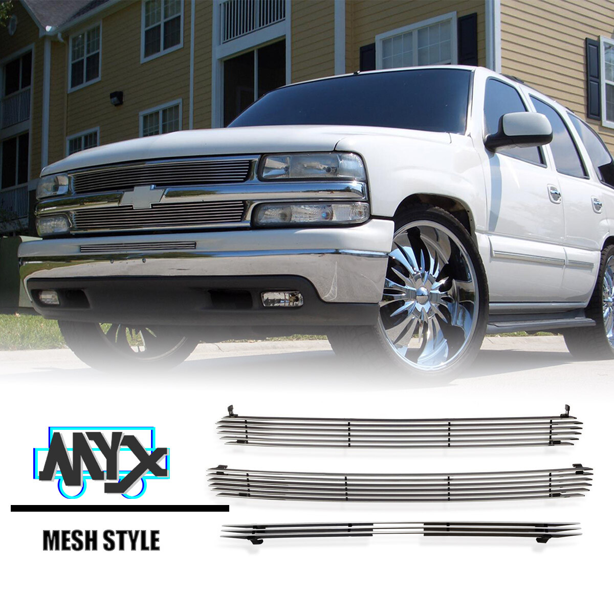 Fits 1999-2002 Silverado 1500/00-06 Tahoe/Suburban Chrome Billet Grille Insert