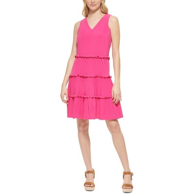 Tommy Hilfiger Womens Pink Tiered Mini Shift Dress Petites 12P BHFO 0370