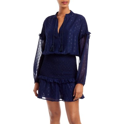 Короткое вечернее мини-платье Aqua Womens темно-синего цвета с металлическим отливом XL BHFO 6678