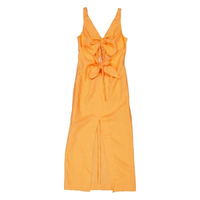 Pre-owned Nanushka Draped Linen Midi Dress In Orange
