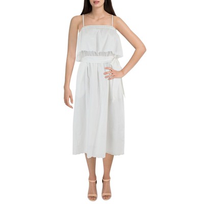 

Joie Womens Rindinya Белое летнее платье миди с зубчатым коленом  BHFO 3766, Clean white