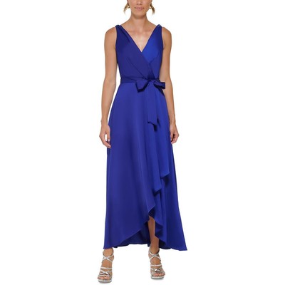 Женское вечернее платье из голубого атласа DKNY, 12 BHFO 3402