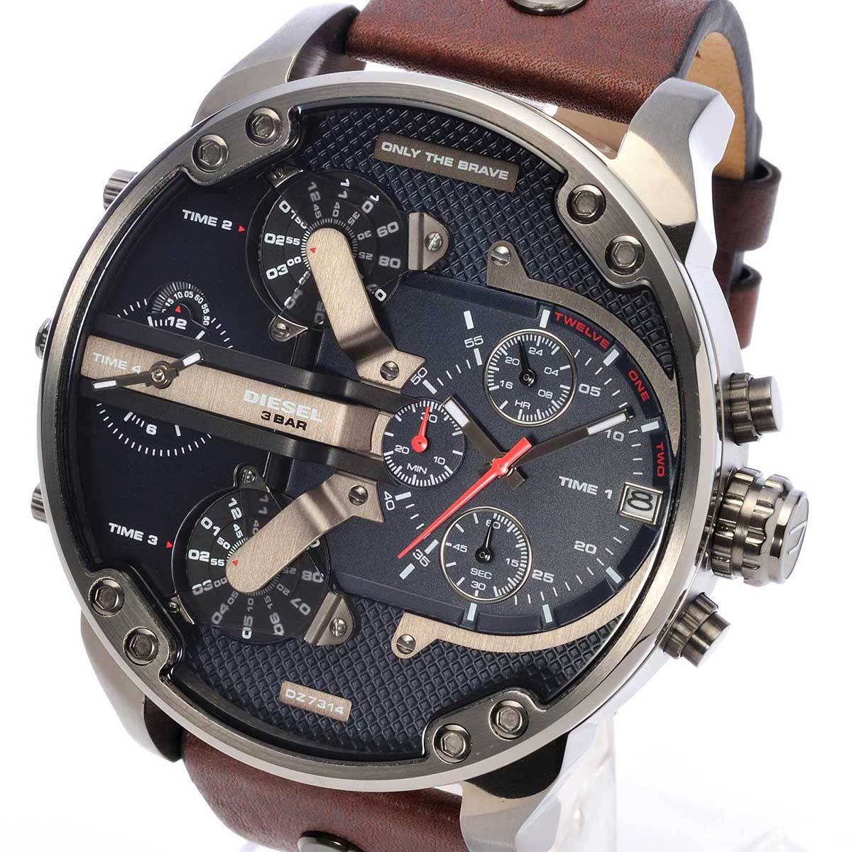 Diesel DZ7314 Mr.Daddy 2.0 Grey, Blue and Brown Leather Chrono Mens ...