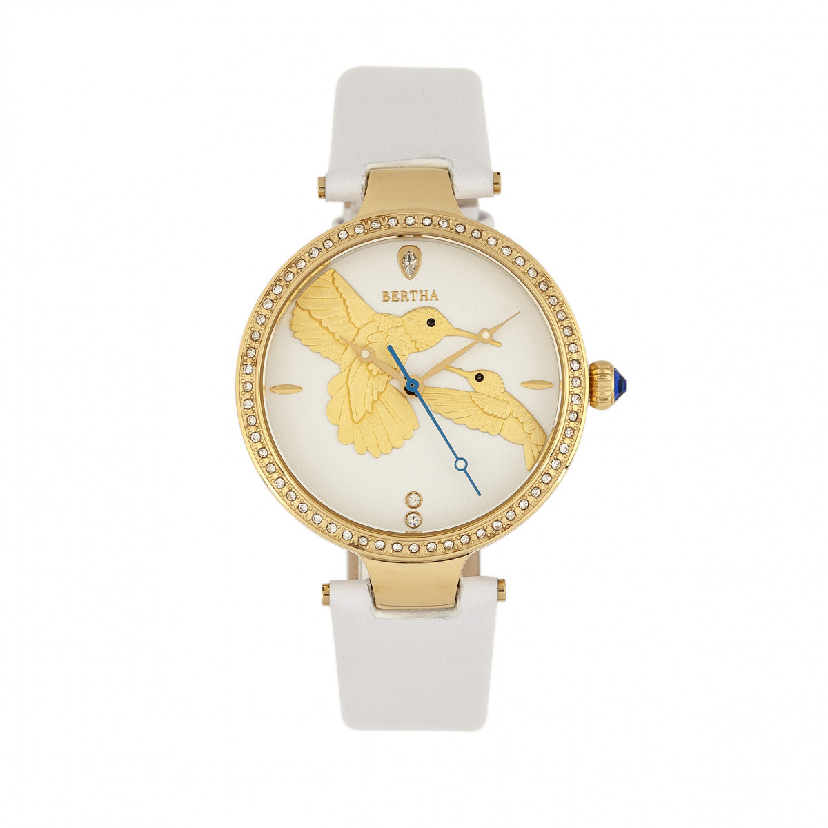 Bertha Nora Donna Colibri Quadrante Mop Bianco Pelle Orologio In Oro Br8505 Ebay
