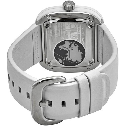Pre-owned Sevenfriday Men's Watch Bright Automatic White And Silver Dial Strap P1b-02